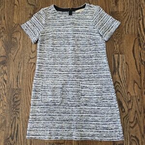 Ann Taylor Loft Gray Multi Color Tweed Short Sleeve Shift Dress Size Small